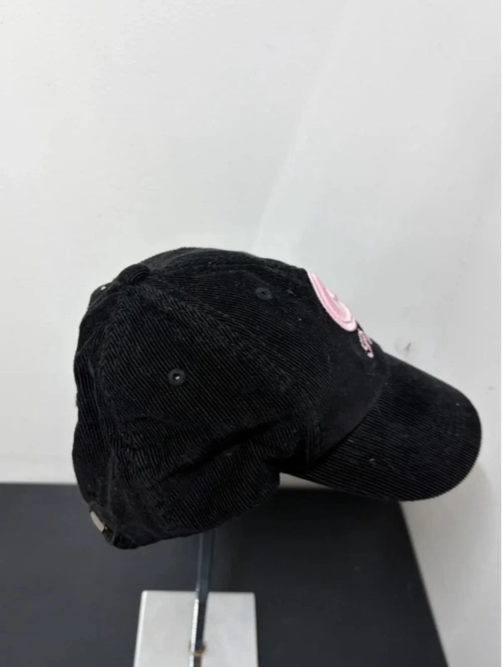 Green Bay Packers Black Corduroy Baseball Hat - Pink & White Embroidered Logo